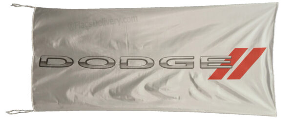 Flag  Dodge New Logo Landscape White Flag / Banner 5 X 3 Ft (150 x 90 cm) Automotive Flags and Banners
