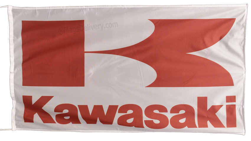 KAWASAKI FLAG WHITE - BRAND NEW SIZE 150x75cm 5x2.5 ft 