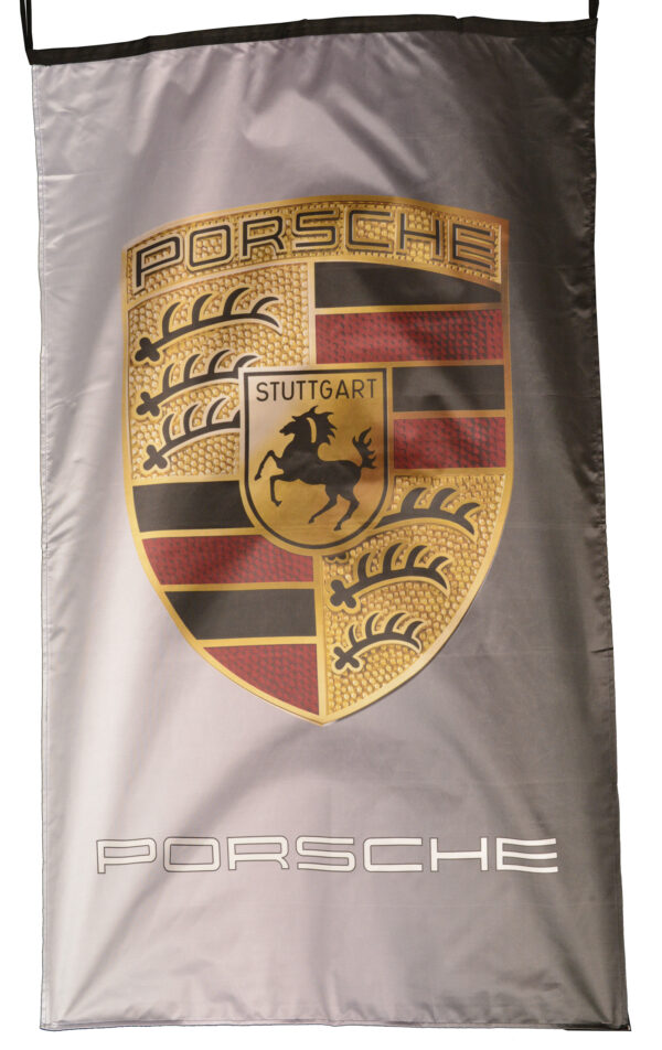 Flag  Porsche Vertical Silver Flag / Banner 5 X 3 Ft (150 x 90 cm) Automotive Flags and Banners