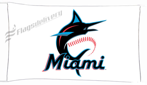 Flag  Miami Marlins White Landscape Flag / Banner 5 X 3 Ft (150 X 90 Cm) Baseball Flags
