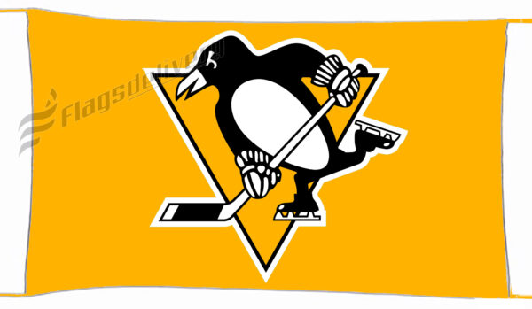 Flag  Pittsburgh Penguins Yellow Landscape Flag / Banner 5 X 3 Ft (150 X 90 Cm) Hockey Flags