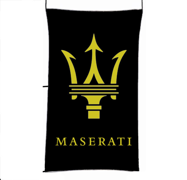 Flag  Maserati Black White Vertical Flag / Banner 5 X 3 Ft (150 X 90 Cm) Automotive Flags and Banners