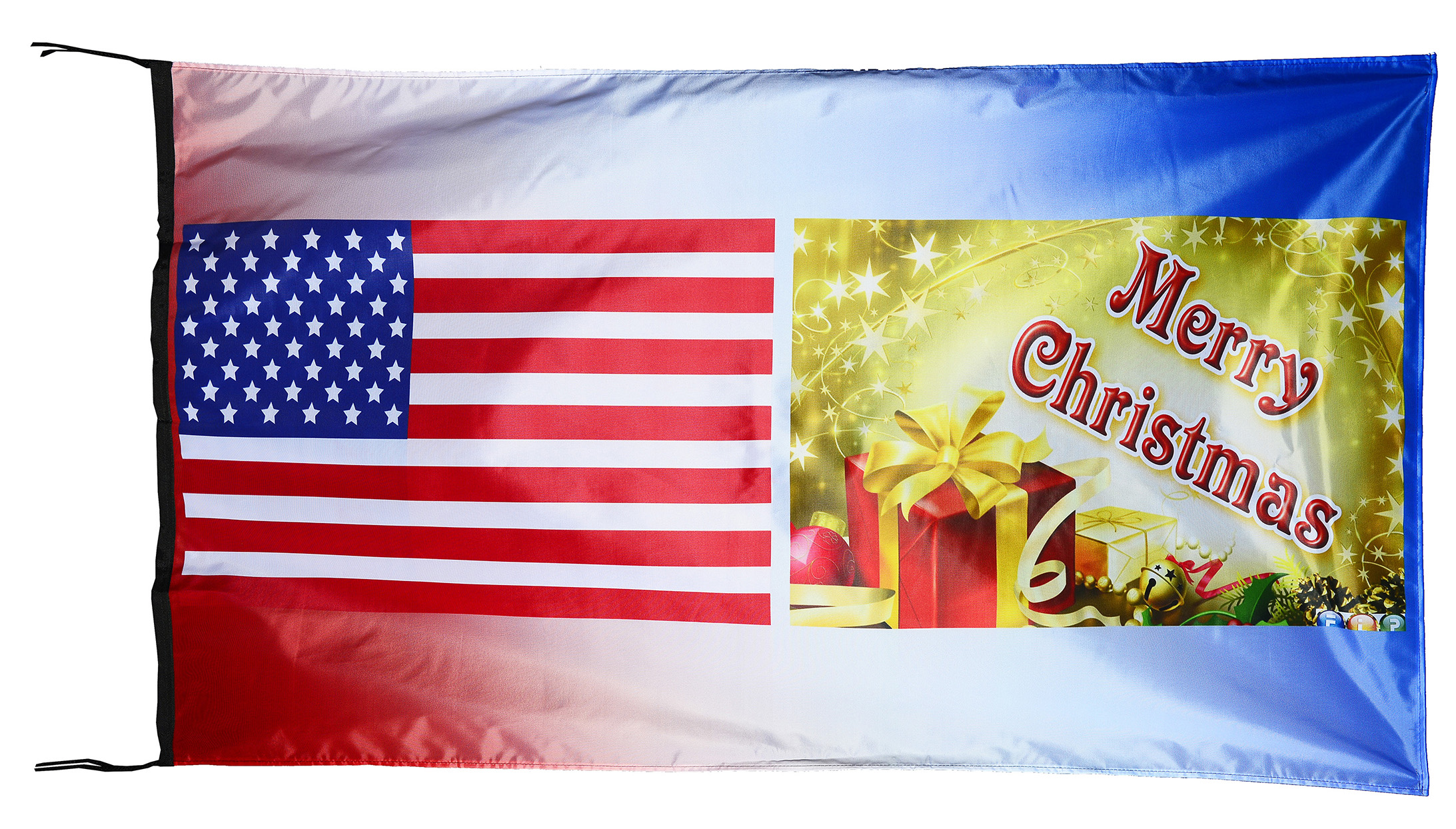Flag  037 USA / US Country / United States Of America and Happy Xmas Merry Xmas / Christmas / Hollidays / Santa / Winter / Snow / Patriotic / Pride Hybrid Weather-Resistant Polyester Outdoor Flag Landscape Banner / Vivid Colors / 3 X 5 FT (150 x 90cm) International Flags for Sale