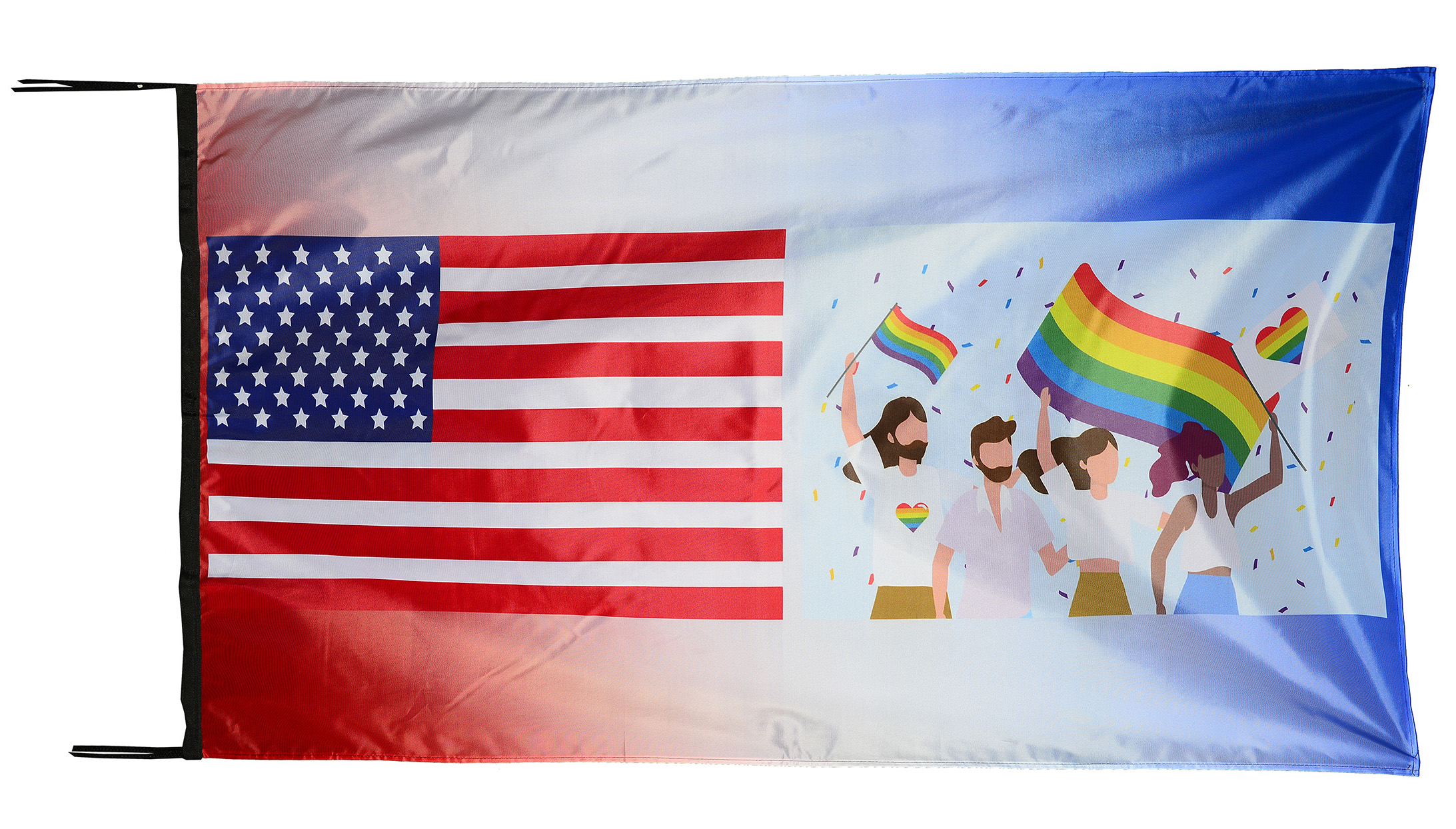 Flag  045 USA / US Country / United States Of America and LGBT Lesbian Gay Bisexual Trans / Patriotic / Pride Hybrid Weather-Resistant Polyester Outdoor Flag Landscape Banner / Vivid Colors / 3 X 5 FT (150 x 90cm) International Flags for Sale