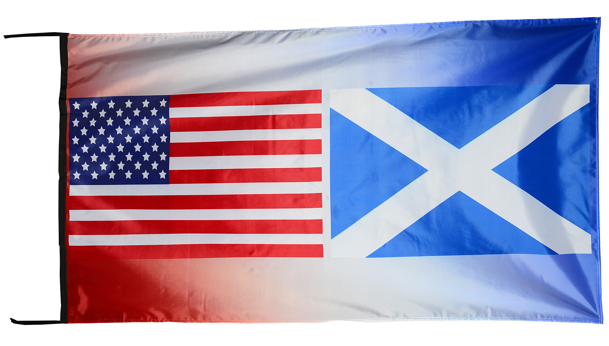 Flag  054 USA / US Country / United States Of America and Scotland / American / Scottish / Patriotic / United Kingdom / Pride Hybrid Weather-Resistant Polyester Outdoor Flag Landscape Banner / Vivid Colors / 3 X 5 FT (150 x 90cm) International Flags for Sale