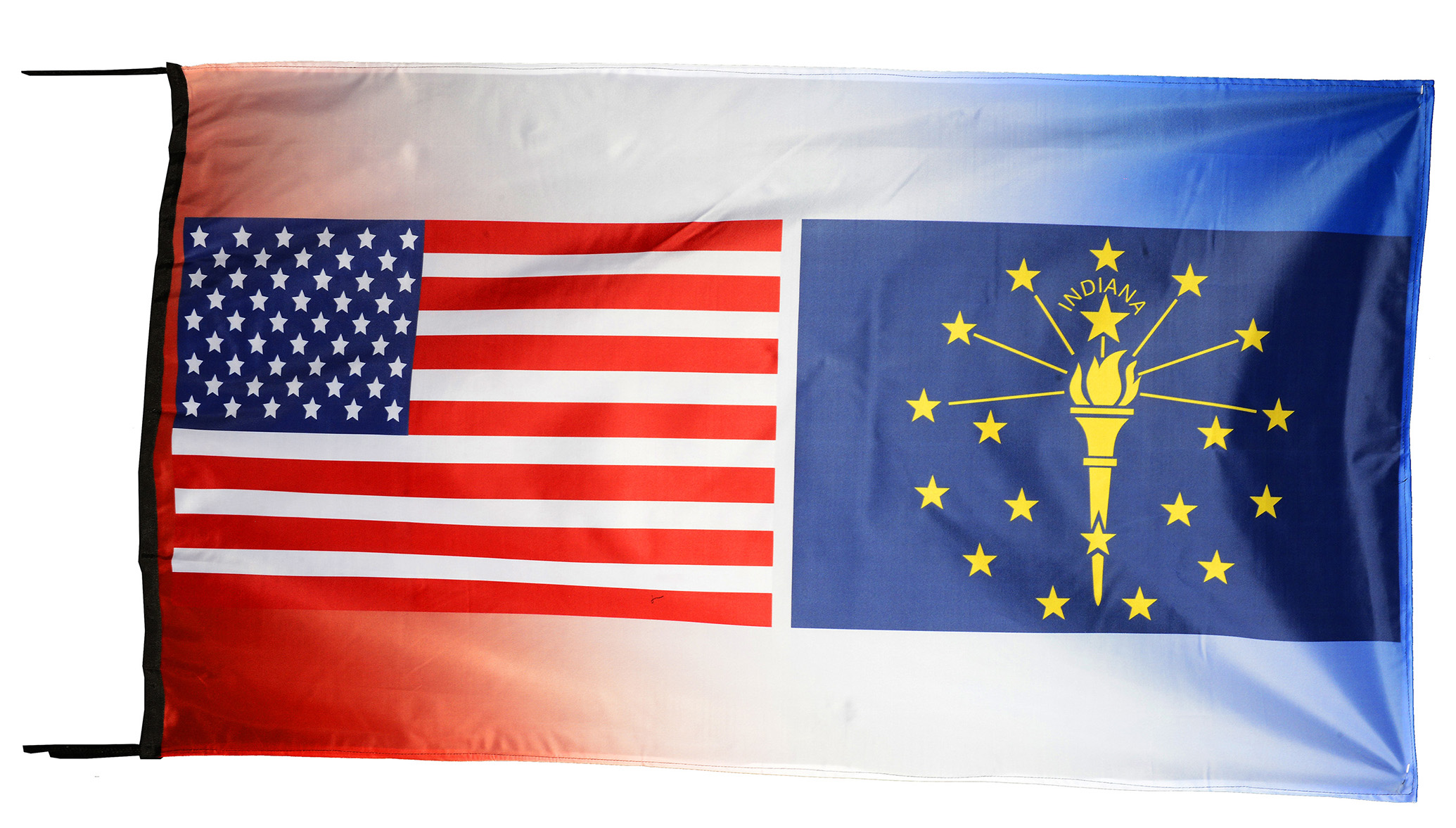 Flag  092 USA / US Country / United States Of America and Indiana State / Patriotic / Pride Hybrid Weather-Resistant Polyester Outdoor Flag Landscape Banner / Vivid Colors / 3 X 5 FT (150 x 90cm) International Flags for Sale
