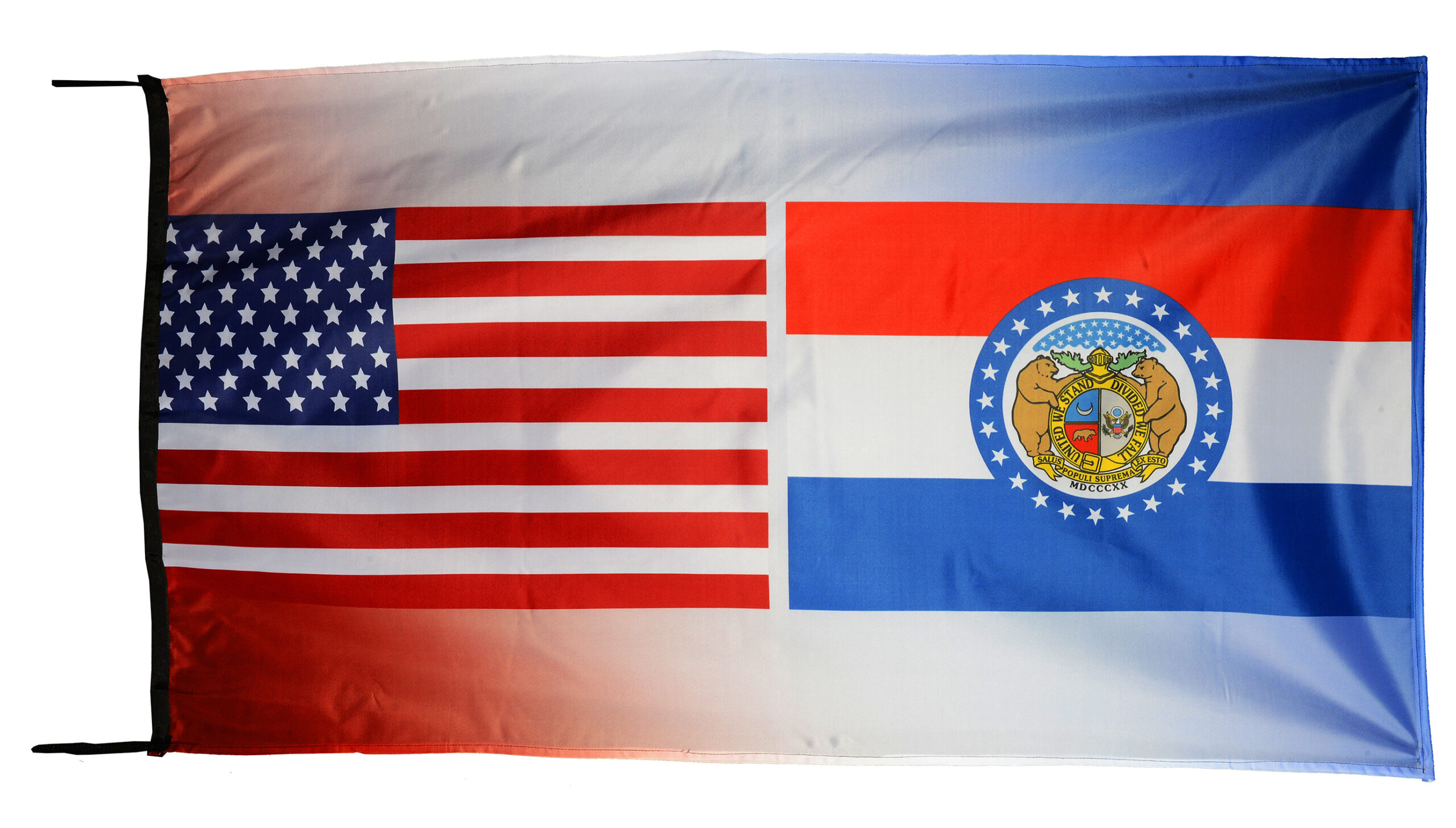 Flag  096 USA / US Country / United States Of America and Missouri State / Patriotic / Pride Hybrid Weather-Resistant Polyester Outdoor Flag Landscape Banner / Vivid Colors / 3 X 5 FT (150 x 90cm) International Flags for Sale
