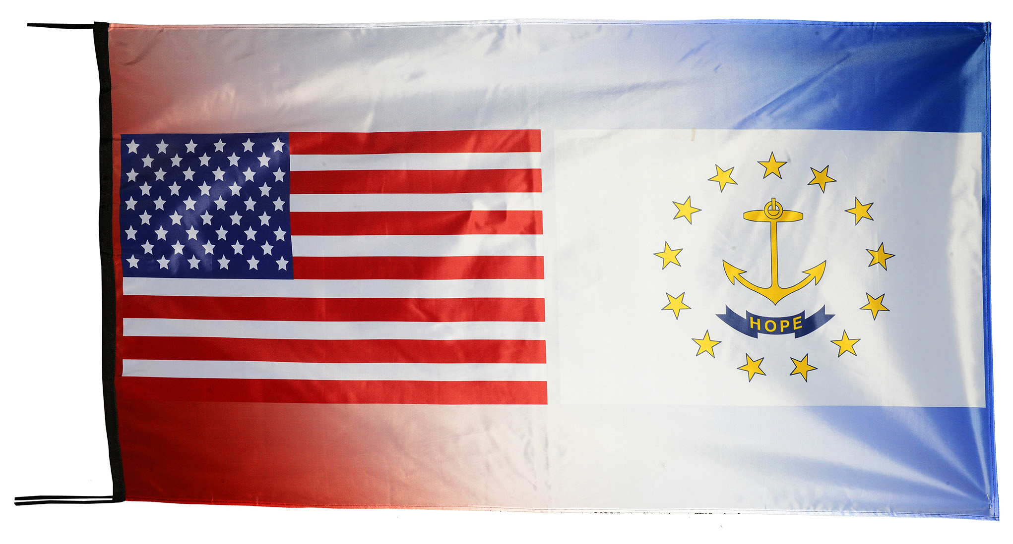 Flag  114 USA / US Country / United States Of America and Rhode Island State / Patriotic / Pride Hybrid Weather-Resistant Polyester Outdoor Flag Landscape Banner / Vivid Colors / 3 X 5 FT (150 x 90cm) International Flags for Sale