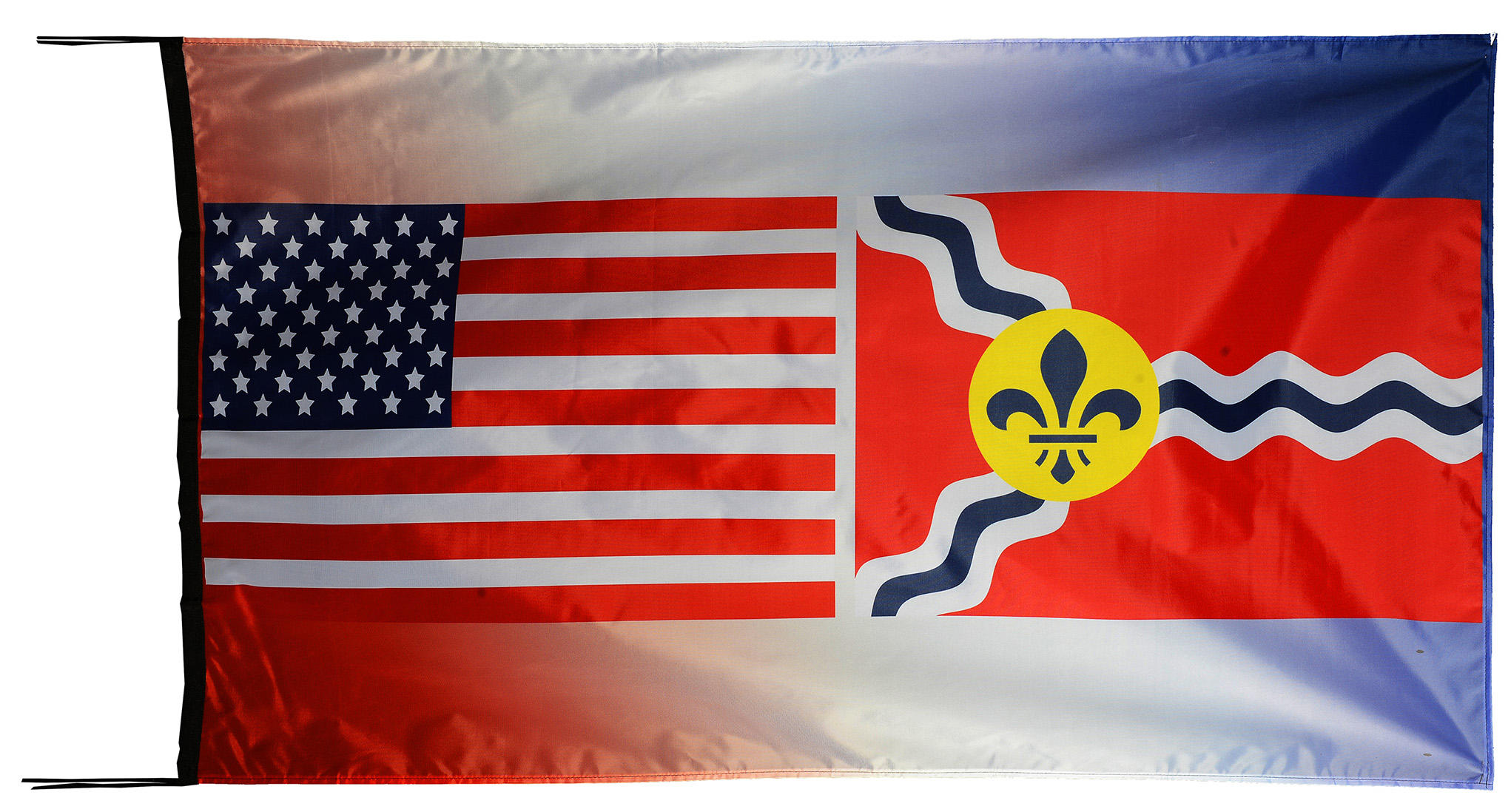 Flag  126 USA / US Country / United States Of America and St Louis City Missouri State / Patriotic / Pride Hybrid Weather-Resistant Polyester Outdoor Flag Landscape Banner / Vivid Colors / 3 X 5 FT (150 x 90cm) International Flags for Sale