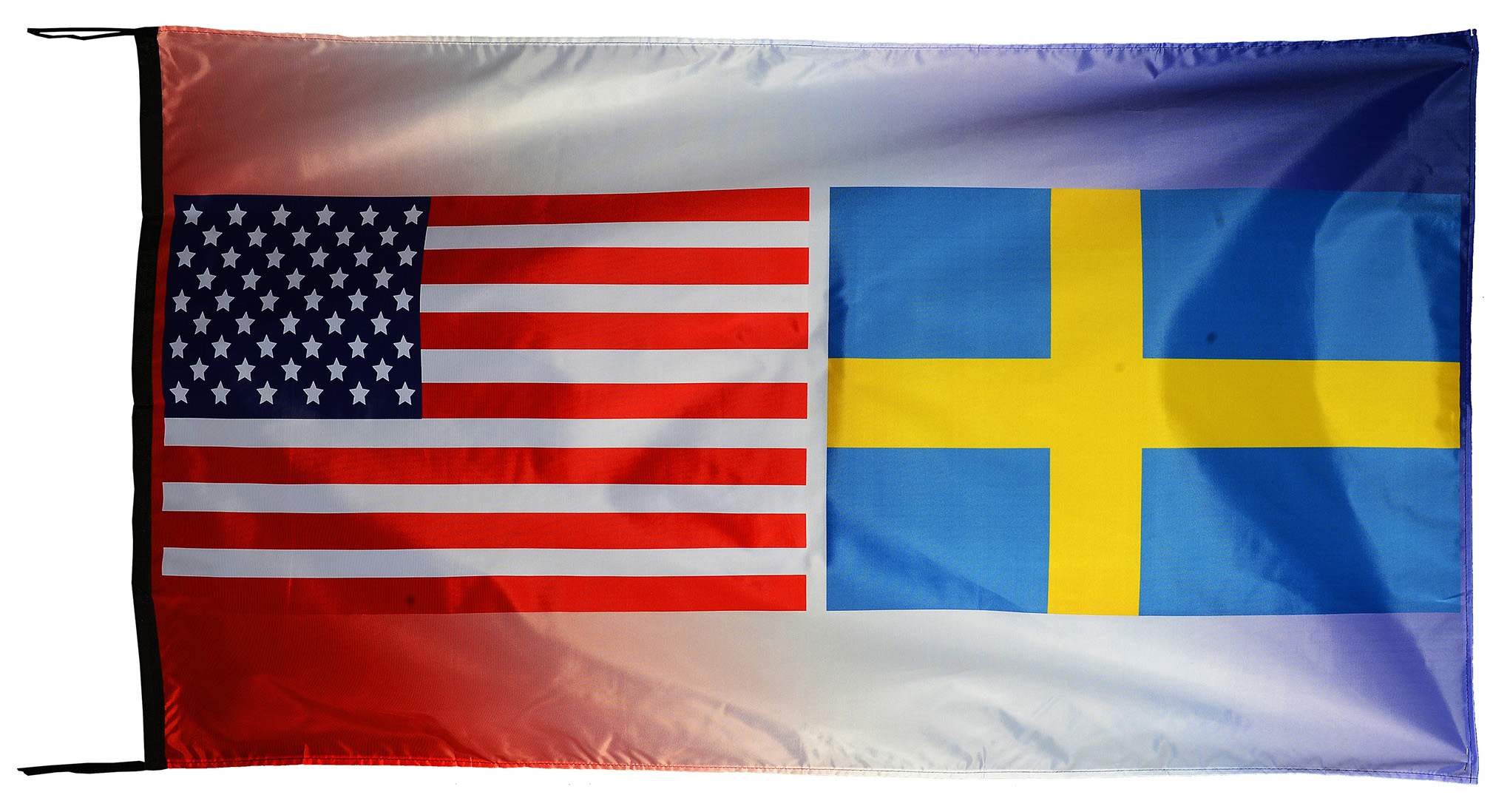 Flag  143 USA / US Country / United States Of America and Sweden (Swedish) / Patriotic / Pride Hybrid Weather-Resistant Polyester Outdoor Flag Landscape Banner / Vivid Colors / 3 X 5 FT (150 x 90cm) International Flags for Sale