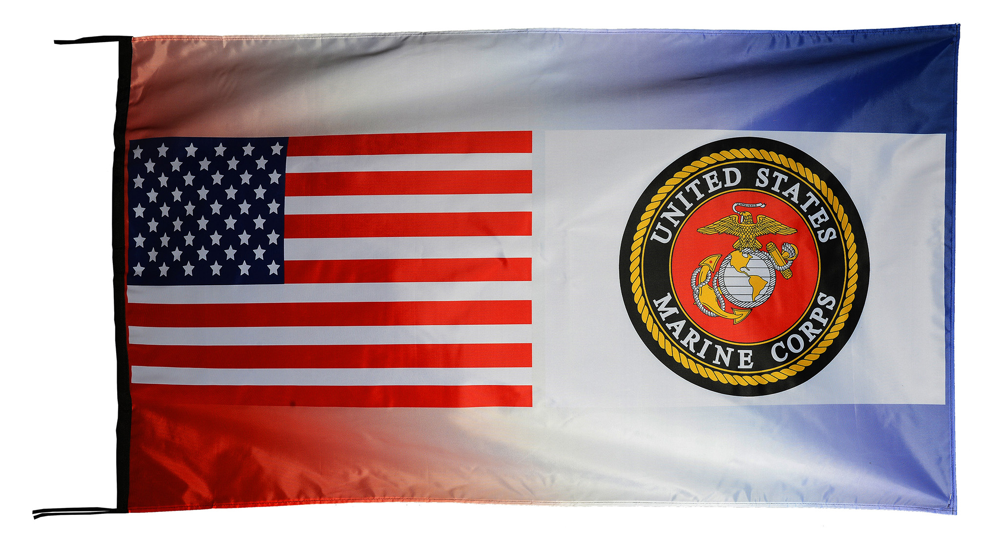 Flag  153 USA / US Country / United States Of America and US United States Marine Corps (White Background) / Patriotic / Pride Hybrid Weather-Resistant Polyester Outdoor Flag Landscape Banner / Vivid Colors / 3 X 5 FT (150 x 90cm) International Flags for Sale