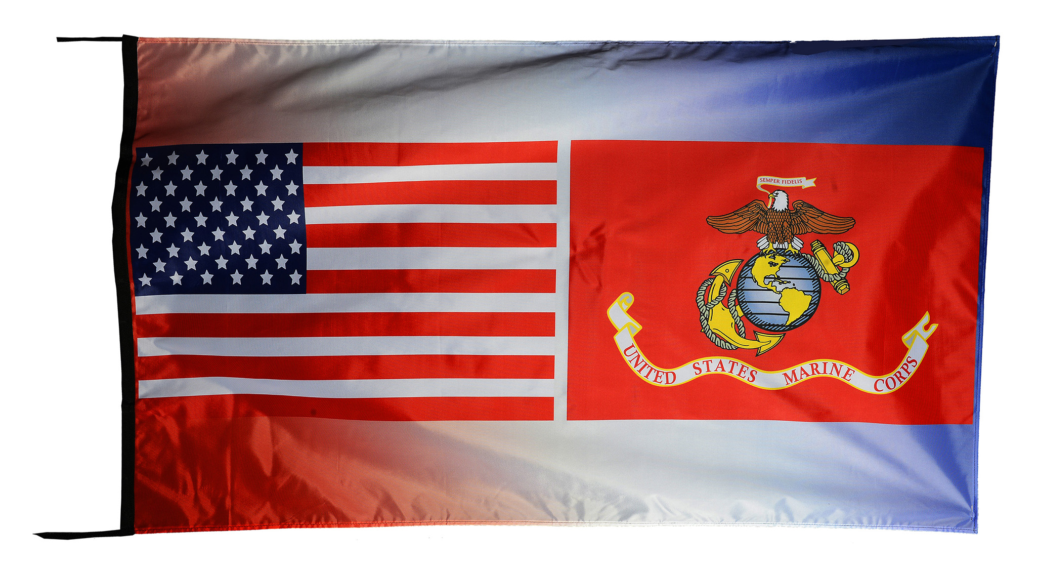 Flag  156 USA / US Country / United States Of America and US United States Marine Corps Flag (Red Background) / Patriotic / Pride Hybrid Weather-Resistant Polyester Outdoor Flag Landscape Banner / Vivid Colors / 3 X 5 FT (150 x 90cm) International Flags for Sale