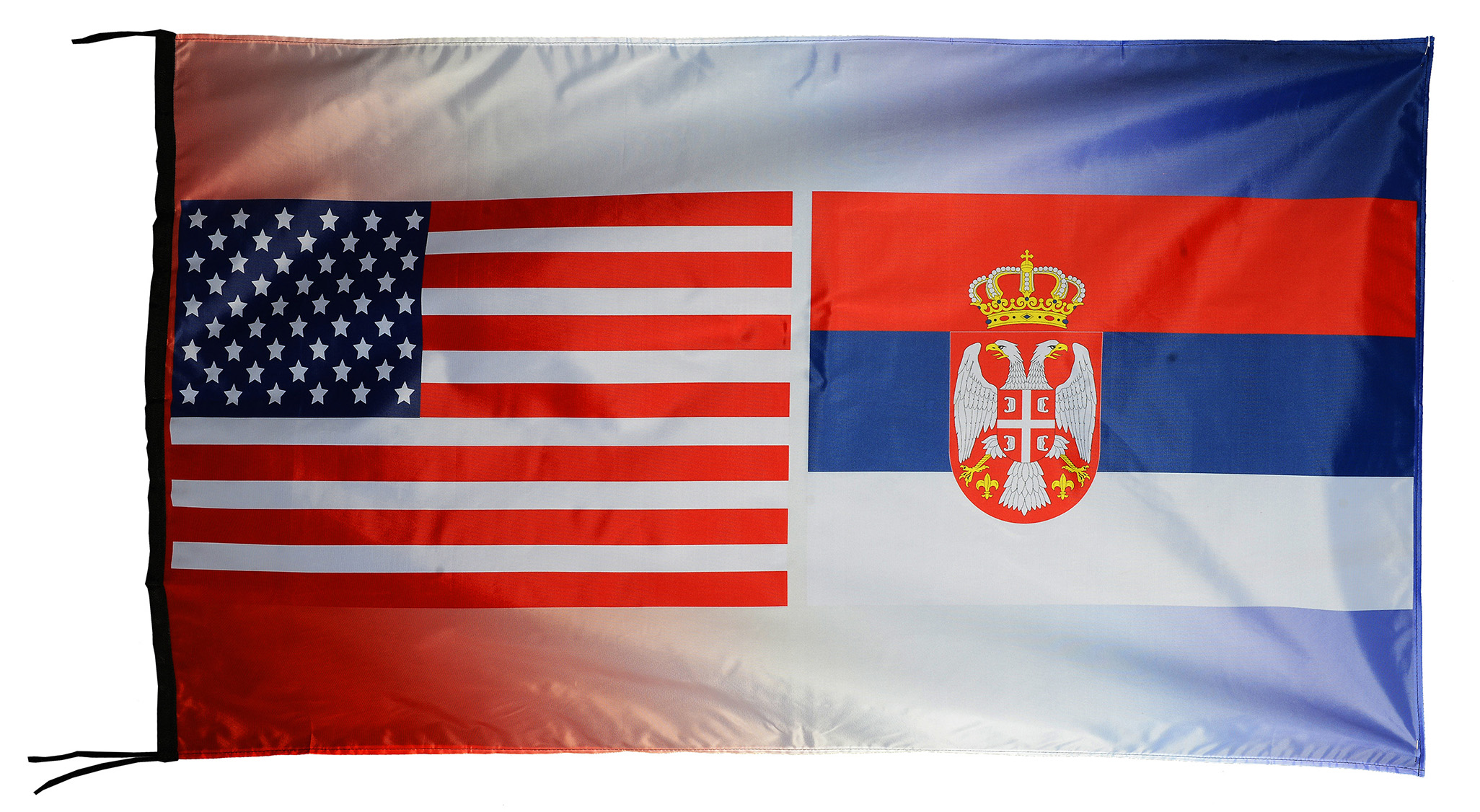 Flag  157 USA / US Country / United States Of America and Serbia / Patriotic / Pride Hybrid Weather-Resistant Polyester Outdoor Flag Landscape Banner / Vivid Colors / 3 X 5 FT (150 x 90cm) International Flags for Sale