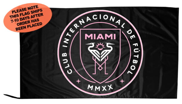 Flag  Inter Miami (MLS – Lionel Messi) Black Landscape Flag / Banner 5 X 3 Ft (150 X 90 Cm) Soccer Flags