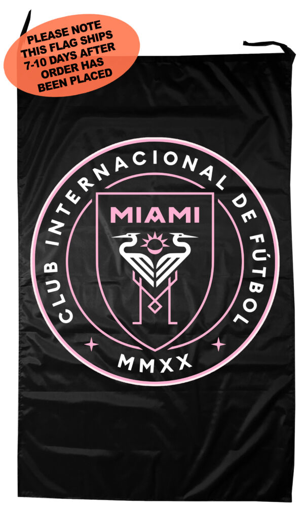 Flag  Inter Miami (MLS – Lionel Messi) Black Vertical Flag / Banner 5 X 3 Ft (150 X 90 Cm) Soccer Flags