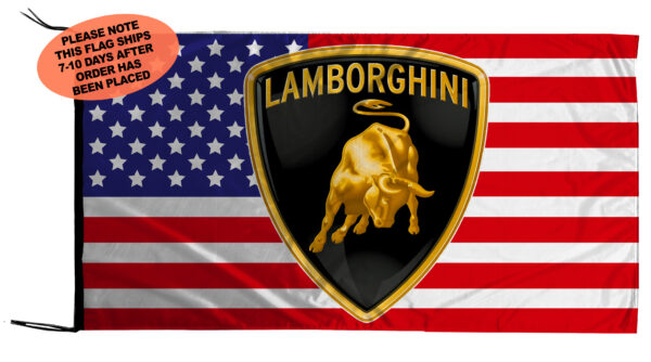 Flag  Lamborghini & USA Flag Landscape Flag / Banner 5 X 3 Ft (150 x 90 cm) Automotive Flags and Banners
