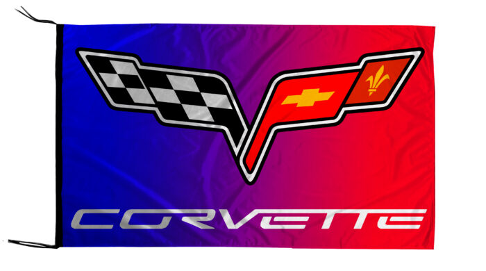 Chevrolet Corvette C6 Landscape Blue &amp; Red Flag / Banner 5 X 3 Ft (150 ...