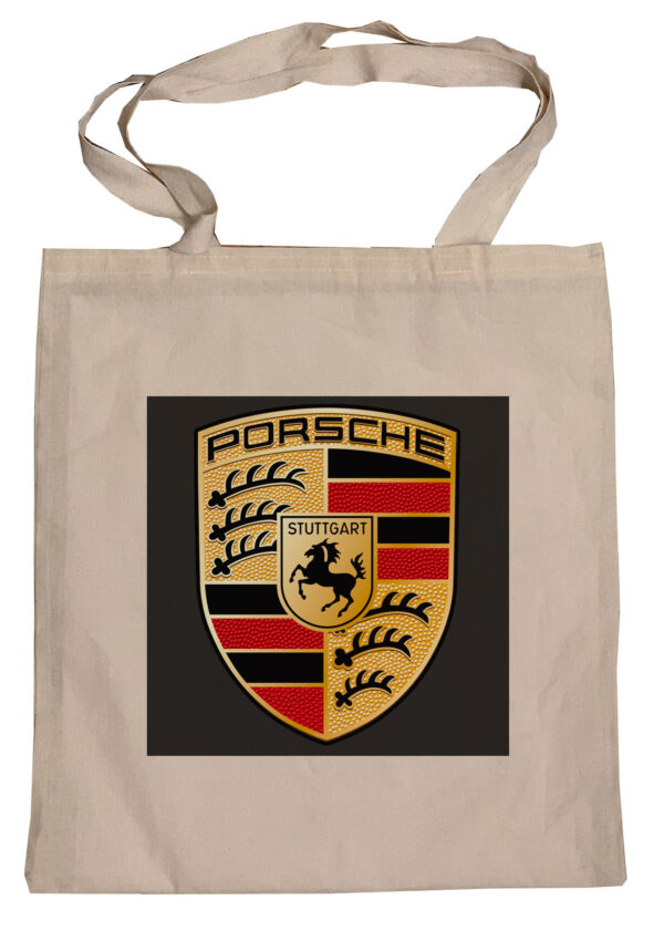 Flag  Porsche (Black Background) Tote Bag Reusable For Shoulder / Grocery / Shopping / Vinyl Records 15.5 x 13.5 in (One Sided) (033) Backpacks