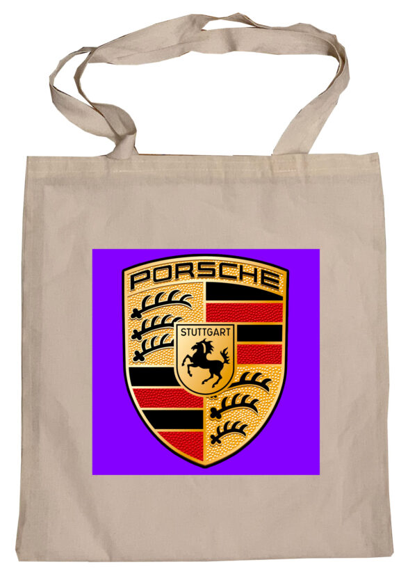 Flag  Porsche (Orange Background) Tote Bag Reusable For Shoulder / Grocery / Shopping / Vinyl Records 15.5 x 13.5 in (One Sided) (037) Backpacks