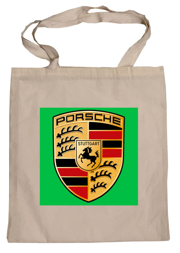Flag  Porsche (Green Background) Tote Bag Reusable For Shoulder / Grocery / Shopping / Vinyl Records 15.5 x 13.5 in (One Sided) (039) Backpacks