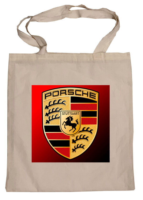 Flag  Porsche (Green Background) Tote Bag Reusable For Shoulder / Grocery / Shopping / Vinyl Records 15.5 x 13.5 in (One Sided) (039) Backpacks