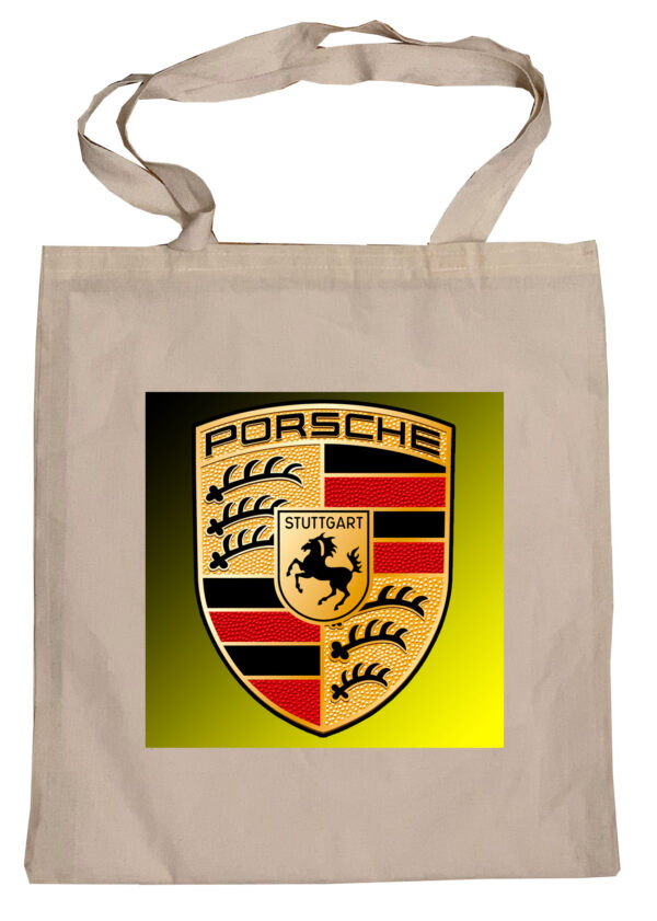 Flag  Porsche (Black & Blue Background) Tote Bag Reusable For Shoulder / Grocery / Shopping / Vinyl Records 15.5 x 13.5 in (One Sided) (043) Backpacks