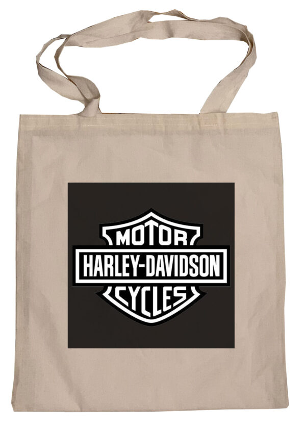 Flag  Harley Davidson “Motor Cycles” (White & Black) Tote Bag Reusable For Shoulder / Grocery / Shopping / Vinyl Records 15.5 x 13.5 in (One Sided) (061) Backpacks