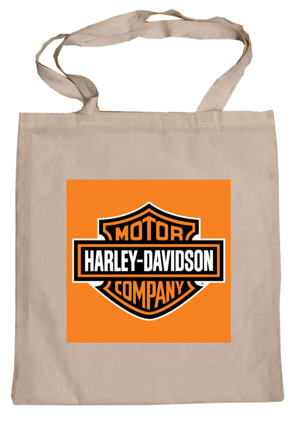Flag  Harley Davidson “Motor Clothes” (Orange Background) Tote Bag Reusable For Shoulder / Grocery / Shopping / Vinyl Records 15.5 x 13.5 in (One Sided) (064) Backpacks