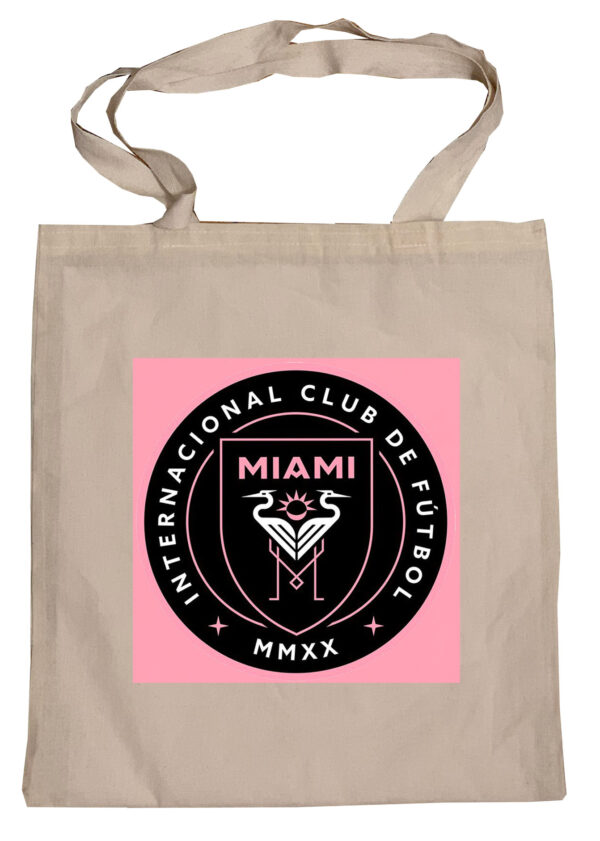 Flag  Inter Miami (Black Background / MLS / Lionel Messi) Tote Bag Reusable For Shoulder / Grocery / Shopping / Vinyl Records 15.5 x 13.5 in (One Sided) (071) Backpacks