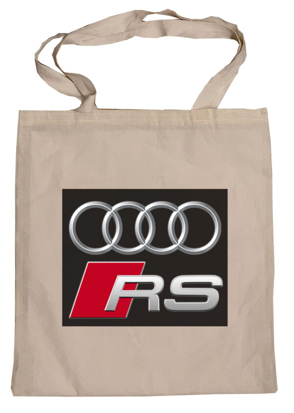 Flag  Audi RS 3D Logo (White Background) Tote Bag Reusable For Shoulder / Grocery / Shopping / Vinyl Records 15.5 x 13.5 in (One Sided) (078) Audi