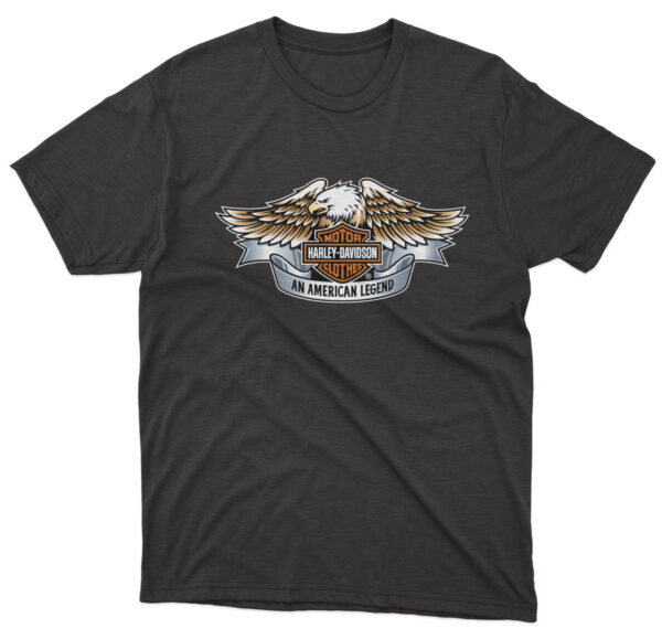 Flag  Harley Davidson “An American Legend” Black T-Shirt – Unisex – 100% Cotton – S | M | L | XL | XXL – #0066 Automotive Flags and Banners