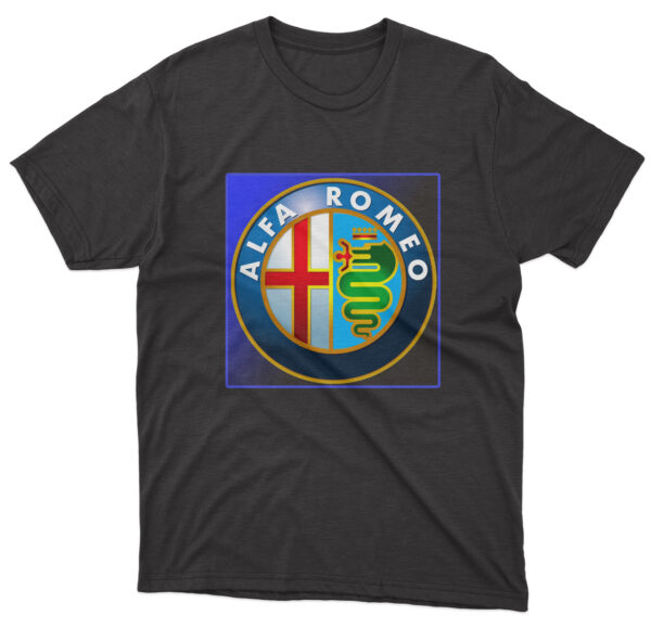 Flag  Alfa Romeo Black T-Shirt – Unisex – 100% Cotton – S | M | L | XL | XXL – #0088 Automotive Flags and Banners