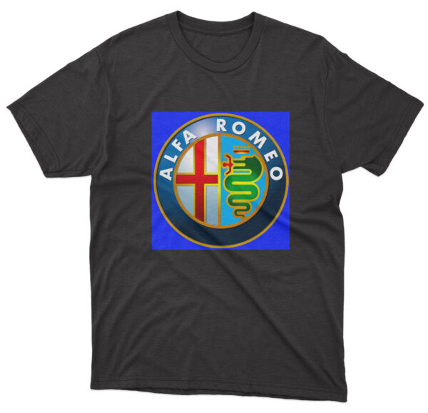 Flag  Alfa Romeo Black T-Shirt – Unisex – 100% Cotton – S | M | L | XL | XXL – #0091 Automotive Flags and Banners