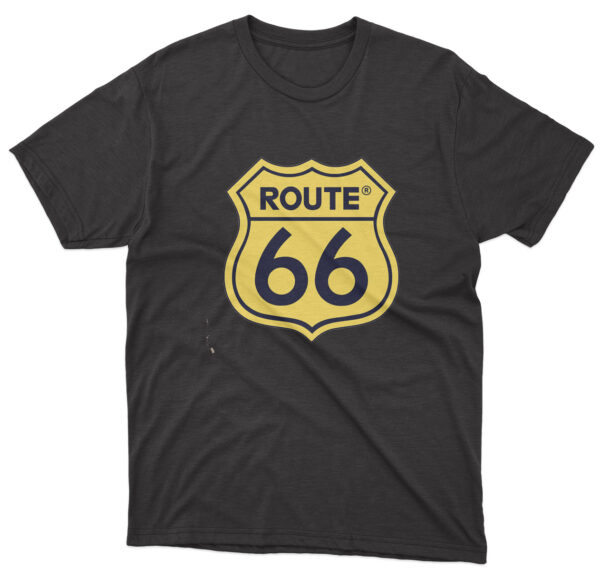 Flag  Route 66 Black T-Shirt – Unisex – 100% Cotton – S | M | L | XL | XXL – #0103 Automotive Flags and Banners