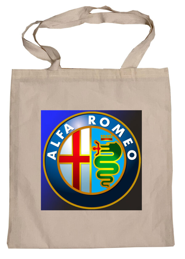 Flag  Alfa Romeo (Black Background) Tote Bag Reusable For Shoulder / Grocery / Shopping / Vinyl Records 15.5 x 13.5 in (One Sided) (090) Alfa Romeo