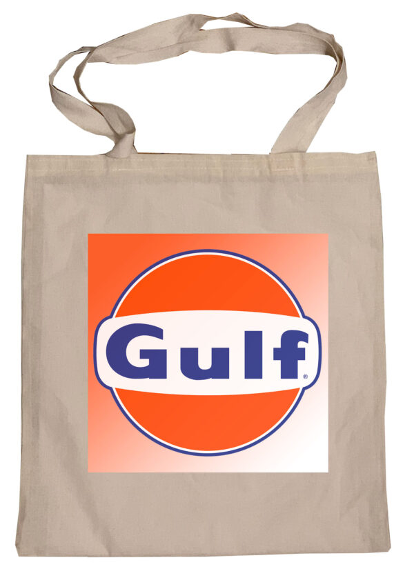 Flag  Gulf (White & Orange Background) Tote Bag Reusable For Shoulder / Grocery / Shopping / Vinyl Records 15.5 x 13.5 in (One Sided) (097) Advertising Flags