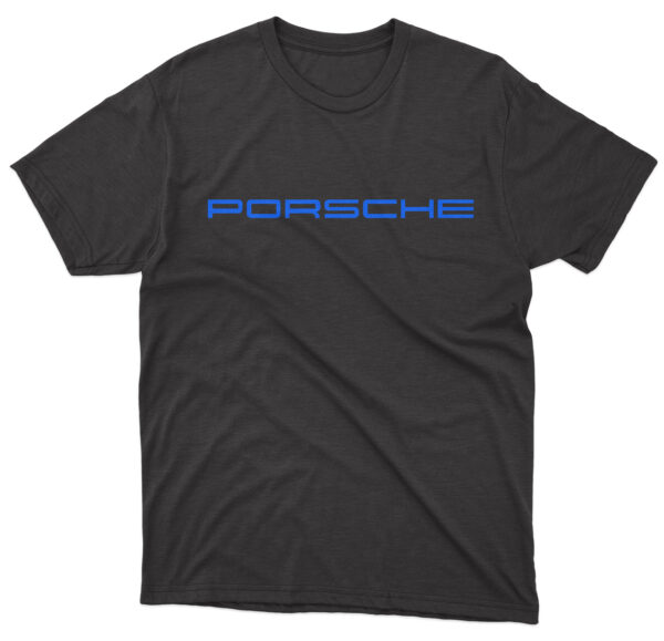 Flag  Porsche (Neon Blue Letters) T-Shirt – Unisex – 100% Cotton – S | M | L | XL | XXL – #0267 Automotive Flags and Banners