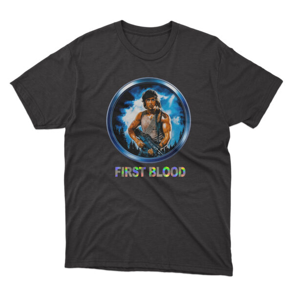 Flag  First Blood (Rambo) (1982 Movie Poster) Premium Culture Graphic T-Shirt – Modern Urban Streetwear Music / TV / Movies Tees