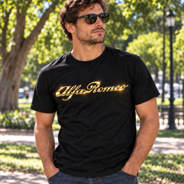 Flag  Alfa Romeo Gold / Black T-Shirt – 100% Premium Cotton – All Sizes Available T-Shirts