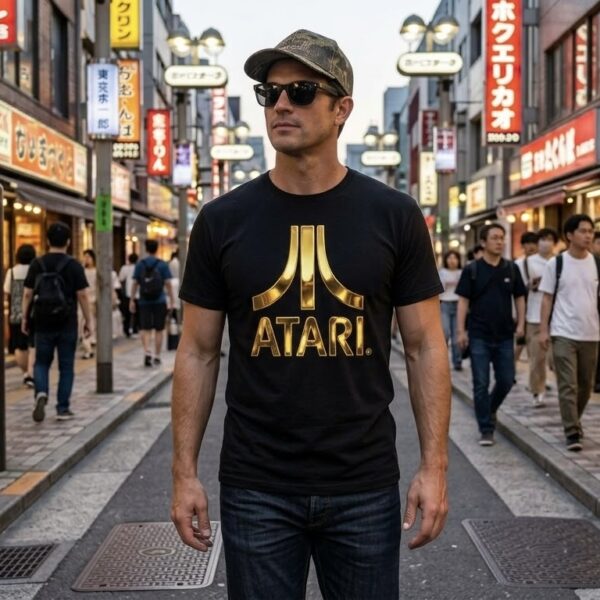Flag  Atari Gold / Black T-Shirt – 100% Premium Cotton – All Sizes Available Silver / Gold Designs (Entertainment)