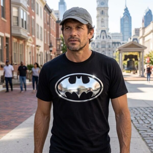 Flag  Batman Silver / Black T-Shirt – 100% Premium Cotton – All Sizes Available Silver / Gold Designs (Entertainment)