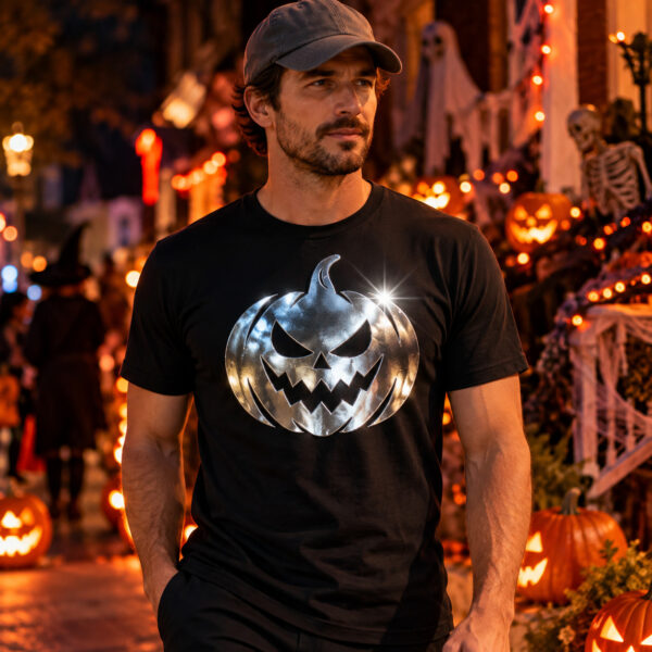 Flag  Halloween Silver / Black T-Shirt – 100% Premium Cotton – All Sizes Available Silver / Gold Designs (Everything Else)