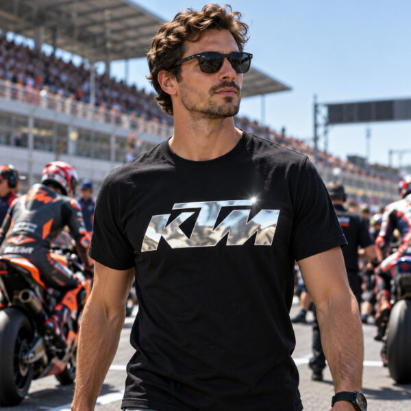 Flag  KTM Silver / Black T-Shirt – 100% Premium Cotton – All Sizes Available Silver / Gold Designs (Auto + Moto)