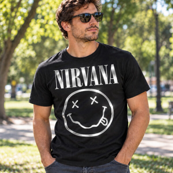 Flag  Nirvana Silver / Black T-Shirt – 100% Premium Cotton – All Sizes Available T-Shirts