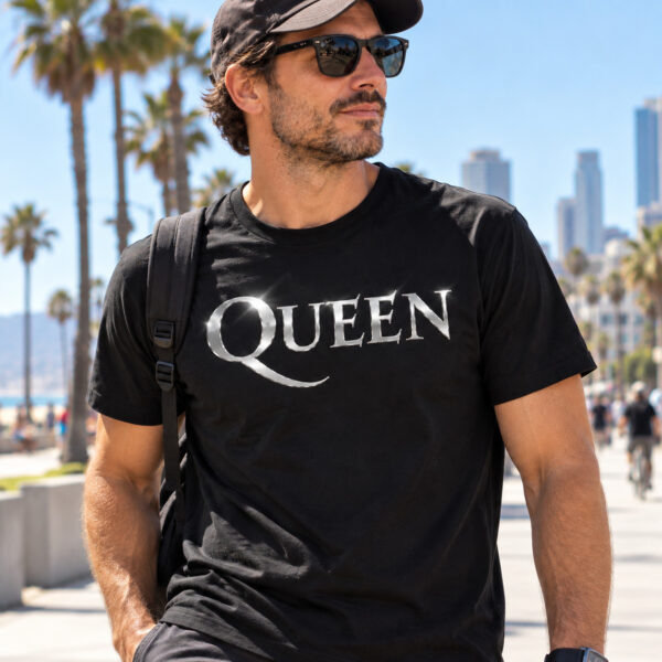 Flag  Queen Silver / Black T-Shirt – 100% Premium Cotton – All Sizes Available Silver / Gold Designs (Entertainment)