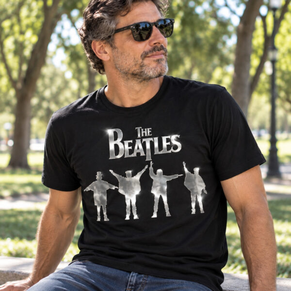 Flag  The Beatles “Help!” Silver / Black T-Shirt – 100% Premium Cotton – All Sizes Available Silver / Gold Designs (Entertainment)
