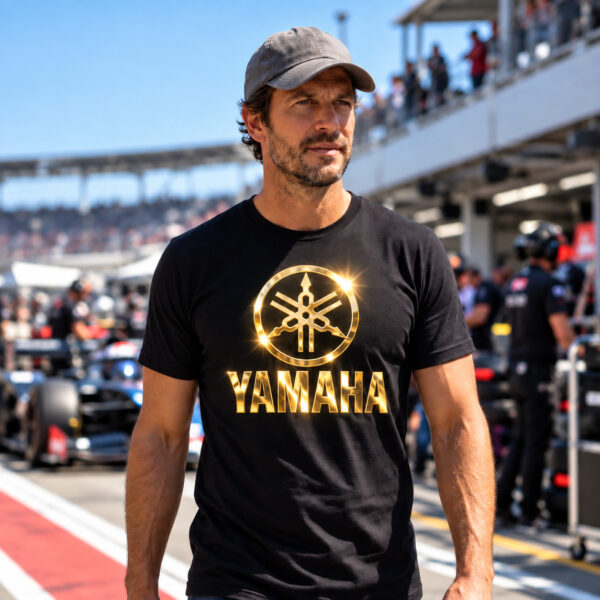Flag  Yamaha Gold / Black T-Shirt – 100% Premium Cotton – All Sizes Available Silver / Gold Designs (Auto + Moto)